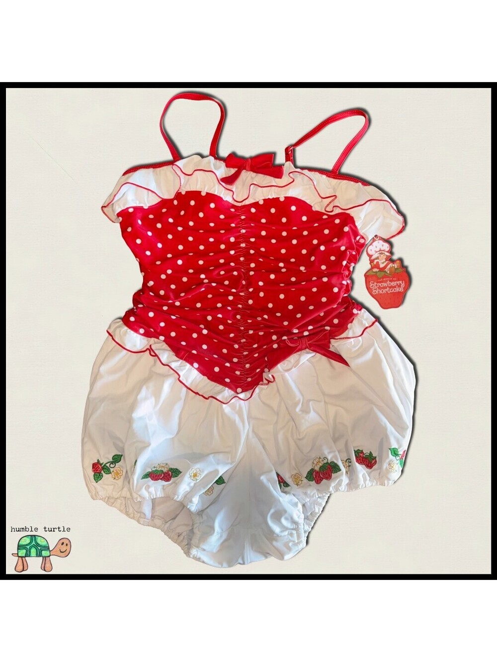 Mic Otaku x Strawberry Shortcake Polka Dot Bloomer One-Piece Swimsuit | M | NWT